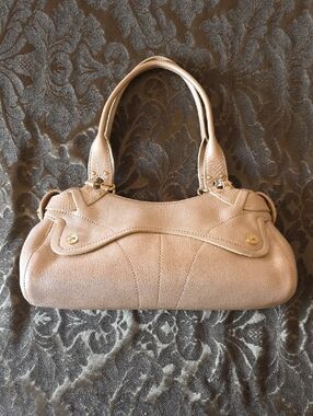 Cole Haan Blush Beige Leather Shoulder Bag with Gold Hardware